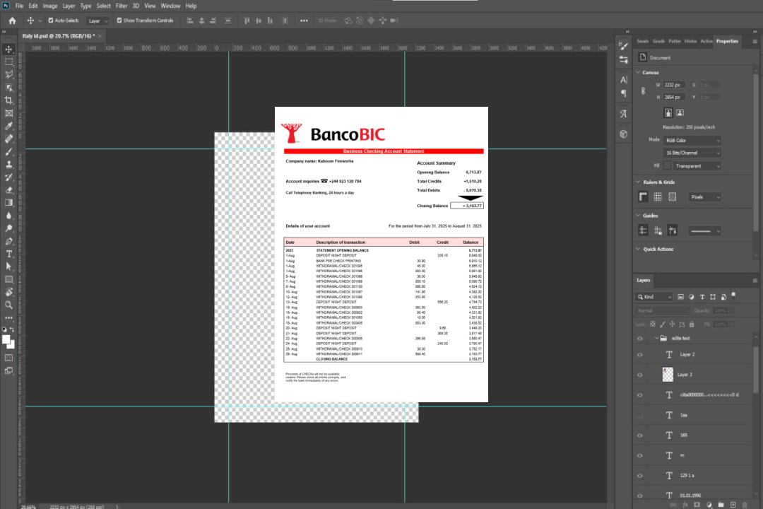 Modèle Word et PDF de relevé de compte professionnel Banco BIC template Modèle Word et PDF de relevé de compte professionnel Banco BIC template